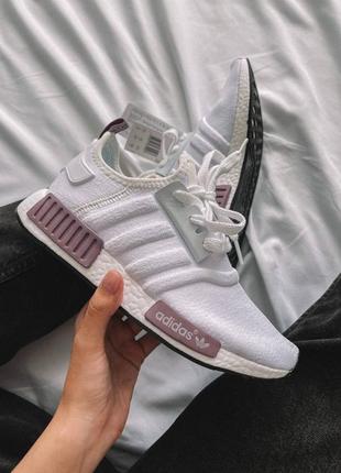 Кроссовки летние женские adidas nmd white/purple