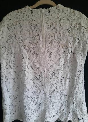 Жіноча біла мереживна блузка, ажурна блузка з мереживом 14 розмір3 фото