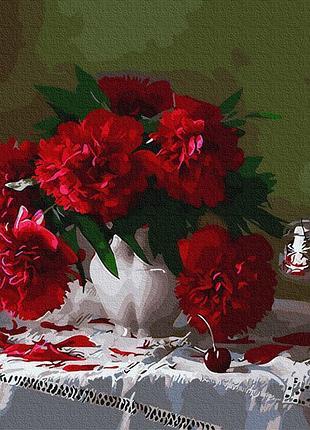 Картина по номерам красные пионы браш