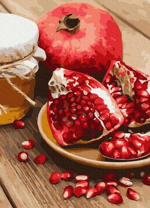 Картина по номерам красный гранат с мёдом браш
