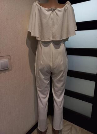 Крутий стильний білий комбінезон штани2 фото
