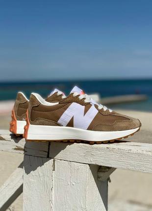 New balance 327 brown, женские кроссовки6 фото