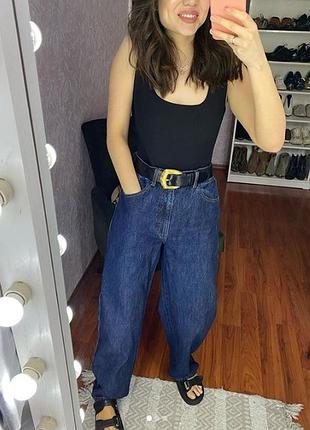 Джинсы zara daddy стиль oversized синие mка