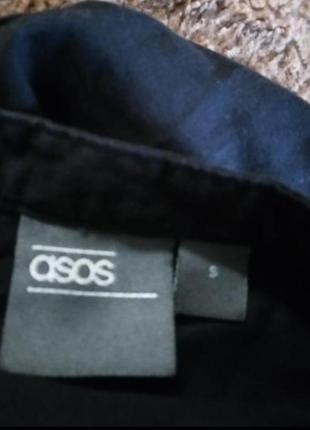 Льон і котон шикарна подовжена чорна сорочка курточка без коміра asos6 фото