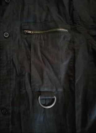Лен и котон шикарная удлиненная черная рубашка курточка без воротника asos5 фото