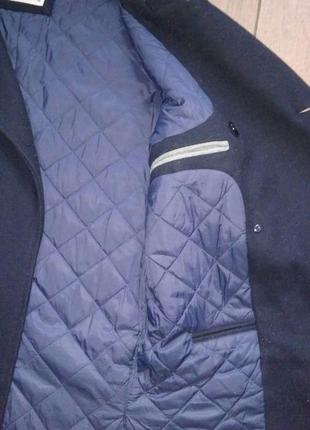 Пальто куртка плащ классика стильное пиджак темно-синий мужской осень зима pull&bear6 фото