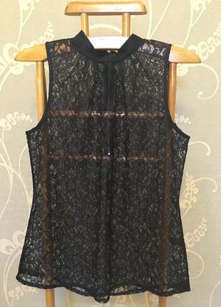 Очень красивая и стильная брендовая кружевная блуза чёрного цвета!