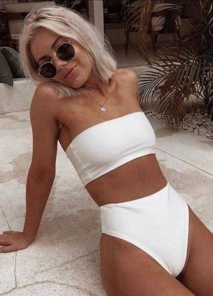 Брендовий роздільний купальник із завищеною талією