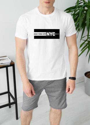 Чоловіча футболка біла new york city бавовна s-xxl 👕 smb