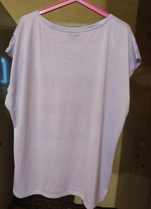 Батал большой размер шикарная летняя лиловая сиреневая стильная футболка3 фото