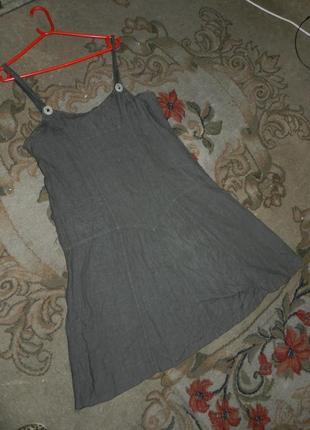 Натуральний,лляний,хакі,сарафан-сукня з кишенею,бохо,мілітарі,marvel3 фото