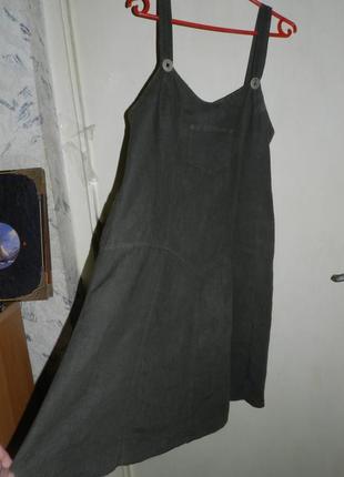 Натуральний,лляний,хакі,сарафан-сукня з кишенею,бохо,мілітарі,marvel9 фото