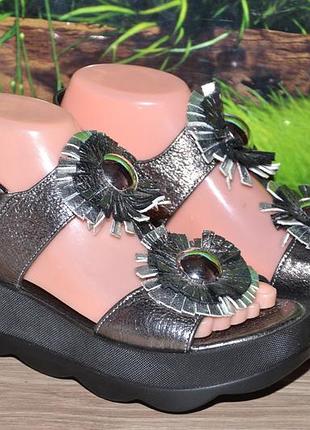 Босоножки на танкетке б12 кожа натуральная  сатин размер 37