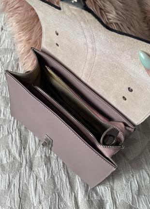 Сумка genuine leather borse in pelle пыльно розовая/фиолетовая2 фото