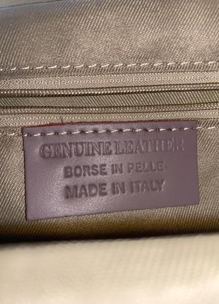 Сумка genuine leather borse in pelle пыльно розовая/фиолетовая3 фото