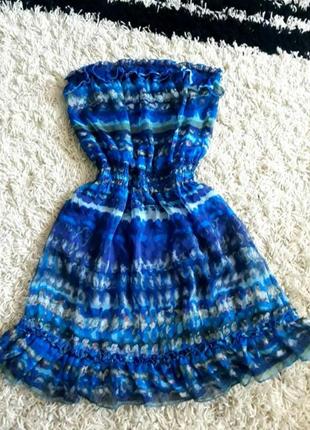 Платья платье шифоновре голубое синие  сарафан сукня