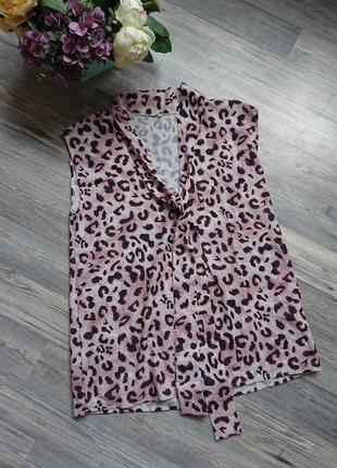 Красивая легкая блуза майка в леопаровый принт блузка блузочка1 фото