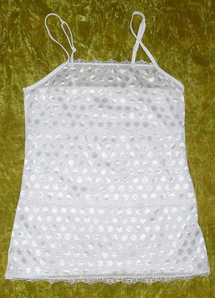 Блестящая белая майка р. 44