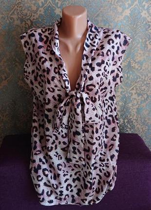 Красивая легкая блуза майка в леопаровый принт блузка блузочка4 фото