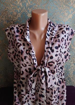 Красивая легкая блуза майка в леопаровый принт блузка блузочка5 фото