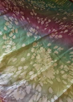Винтажный большой шелковый платок  ручная роспись в технике тай дай4 фото
