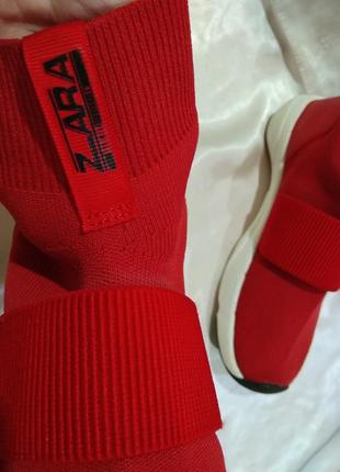Кроссовки zara kids красные носки сникерсы