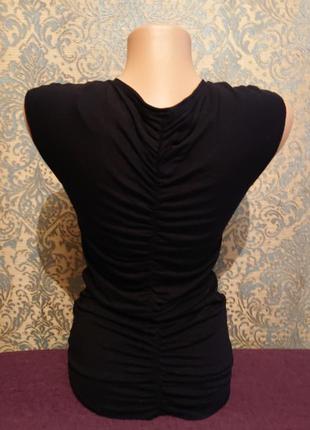 Летняя красивая черная майка топ драпировка стразы блуза3 фото