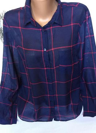 Стильная синяя рубашка в клетку