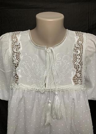 Хлопковая нежная блуза , решелье apricot