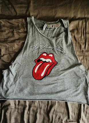 Майка серая h&m хлопковая the rolling stones2 фото