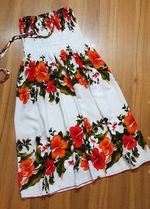 Яркое летнее платье сарафан штапельное вискозное в красивые цветы9 фото