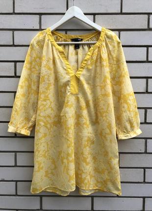 Яркая желтая блузка реглан,рубашка,туника,хлопок,h&m4 фото