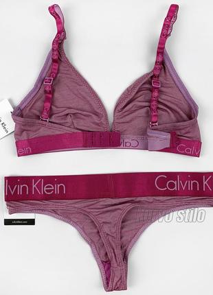 Комплект нижньої білизни calvin klein (топ + стрінги), колекція dual tone, колір рожевий3 фото