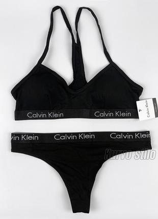 Комплект нижньої білизни calvin klein (топ + стрінги) колекція motive cotton lightly, розмір l5 фото