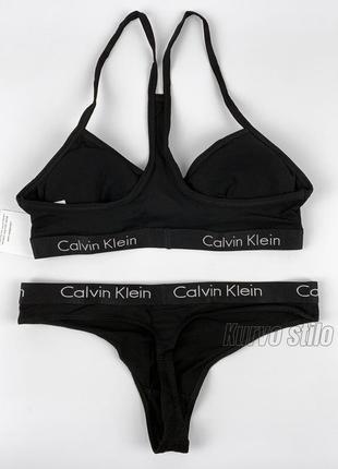 Комплект нижньої білизни calvin klein (топ + стрінги) колекція motive cotton lightly, розмір l6 фото