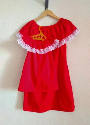 Комплект літніх суконь мама донька воланыс мереживом magelite