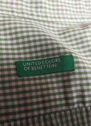 Женская рубашка united colors of benetton. хлопковая рубашка зеленая клетка. рубашка в клетку5 фото