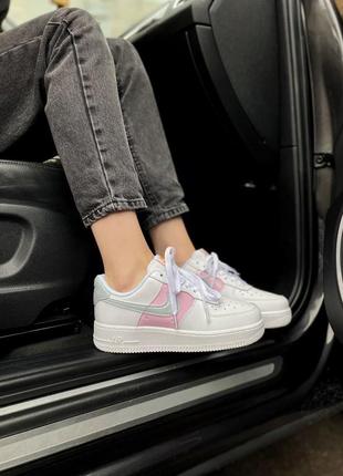 Кроссовки женские nike air force 1 белые/розовые/серые (найк аир форс, кросівки)