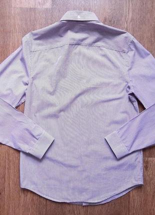 Рубашка мужская penguin (англия) хлопок s slim fit белая в бордовую полоску