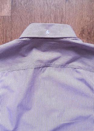 Рубашка мужская penguin (англия) хлопок s slim fit белая в бордовую полоску