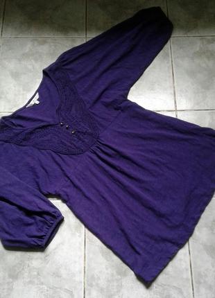 Блуза фиолетовая 100% хлопок широкий рукав john rocha р 143 фото