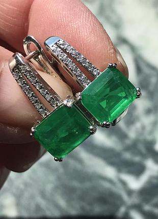 Сережки срібло з натуральними дуплетами кольору смарагд