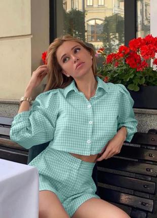 Костюм рубашка шорты коттон двойка прогулочный