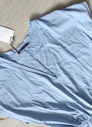 Zara платье хлопок сарафан короткое воланы голубое новое!  размер s 44 426 фото