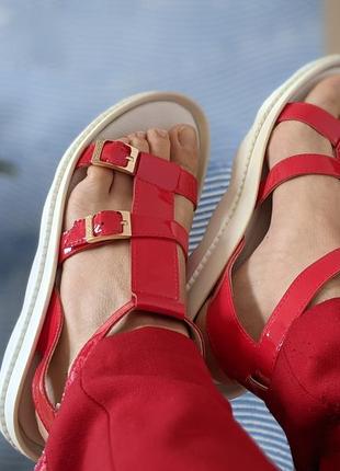 Червоні жіночі босоніжки, красные босоножки сандали6 фото