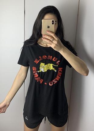 Женская футболка kenzo x h&m чёрная оригинал кензо майка топ лето