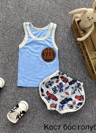 ✔ легкий літній костюм - майка з нашивкою і шорти!