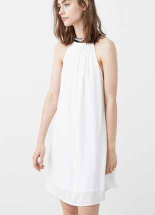 Біле плаття з контрастною обробкою mango / s