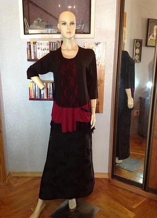 Натуральна блуза з мереживом і декором бренду simmi's, р. 52-54