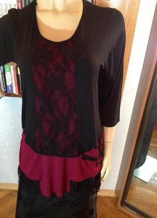 Натуральна блуза з мереживом і декором бренду simmi's, р. 52-545 фото